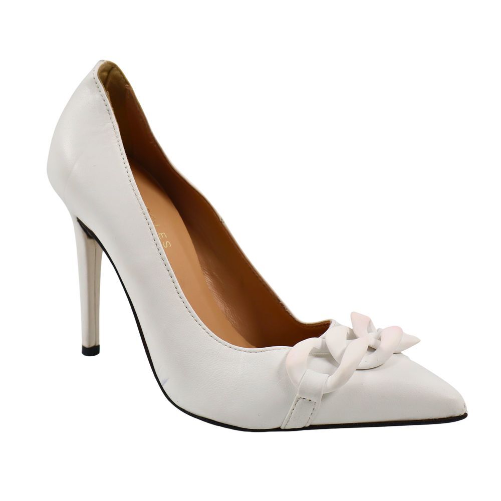 🔥Beautiisoles Claudia Leather Pointed Toe Pump, White 8.5US MSRP$160 SHIPS NOW
